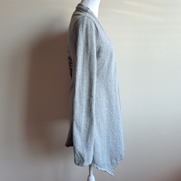 Twisted Heart Women's Grey Cardigan Sweater with Fleur de Lis Size S - Picture 4 of 15